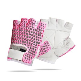 Gel Padded Leather Gym Gloves Pink MESH Fitness Cycling Weight Lifting All Sports Wheelchair -024 (X-Large)