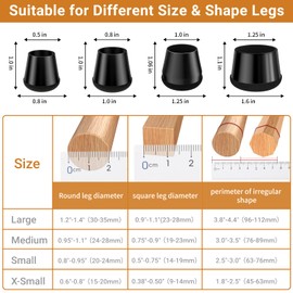 Meldel 24 PCS Silicone Chair Leg Floor Protectors Large (1.2"-1.4") Rubber Felt Furniture Pads Chair Legs Caps/Covers for Hardwood Floors, Tile from Scratches & Reduce Noise - Round, Black