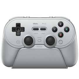 Nargos 8BitDo Pro 3 Bluetooth Gamepad, Compatible with Switch 1/2, PC, Apple, SteamOS, Android, TMR Joysticks, Hall Effect Triggers, Magnetic Buttons (Gray)