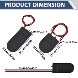 SDTC Tech 6 Pack CR2032 Battery Holder Coin Cell Holder, CR2032 Battery Holder with Switch, CR2032 Button Coin Cell Battery Holder with Leads Wires On Off Switch (Black, 3 x 1 Solt + 3 x 2 Solt
