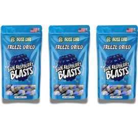 Bundle of 3 Packs of Bliss Life Freeze Dried Candy - 1.5 Oz Blue Raspberry Blasts - BundlBees