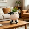 Cute Animal Ceramic Planter Pot, Small Glossy Cartoon Cow Shaped