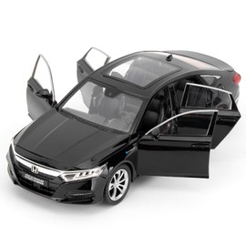 WAKAKAC Toy Cars Compatible for 1:24 Accord Model Cars, Pull Back Die-cast Vehicles with Sounds＆Lights for Kids Boys Girls and Adults, Gift Black