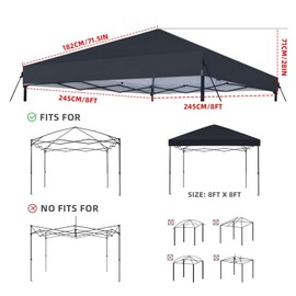8x8 Canopy Replacement Top Only,Waterproof Pop Up Canopy Tent Top Replacement Cover Roof with Windproof Ropes for Straight Leg Frame, 420D Polyester for Outdoor Garden Pavilion Sun Shade(Beige)