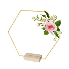 10 Aros Florales de Metal, Coronas de Metal Dorado con Base Centros de Mesa de Aro de Flora para Decoración de Mesa de Fiesta y Boda
