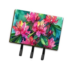 Caroline's Treasures West Virginia Rhododendrons in Watercolor Leash or Key Holder Wall Hooks, Key Hooks Holder, Coat Rack Wall Mount, Coat Hooks, Hooks for Hanging Keys, Towels, Aprons, Leashes