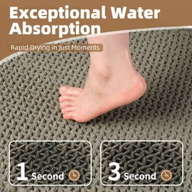 PADOOR Checkered Bath Mat, Super Absorbent Non Slip Bath Mats for Bathroom Floor 3D Woven Bathroom Mat with Tassels Machine Washable Bathroom Rugs Beside Tub, 18" x 30", Green