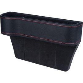 XIIYUN Caja de almacenamiento del organizador del relleno del espacio del asiento del automóvil entre el asiento delantero Auto Consola de cuero de PU premium con portavasos Bolsillo del automóvil para elementos esenciales interiores Negro para el conduct