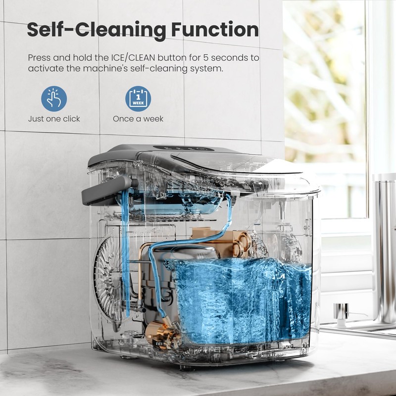 Portable Countertop Ice Maker Machine with Handle, 9 Bullet-Shaped Ice