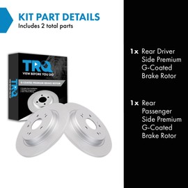 TRQ Rear Brake Rotors Set Solid Premium G-Coated Compatible with 2015-2020 Acura TLX 2017-2022 Honda CR-V