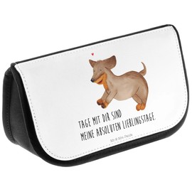 Mr. & Mrs. Panda Cosmetic Bag Dog Dachshund Merry, White, Hand Drawn