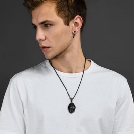 U7 Buddha Buddhism Gifts Black Necklaces For Men Women