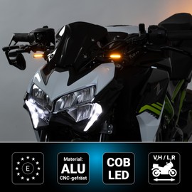 gazzini COB LED Indicator Enrico 12 V 8 W, E Approved, Motorcycle Indicator LED Black, Indicator Set Front Rear, Indicator Motorcycle Universal