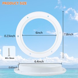ORLANG 6 Inch Boat Deck Plate Cover with Screws,Round Non-slip Inspection Hatchs with Detachable Cover and Pre-Drilled Holes,Marine Access Hatch Deck Hatches for Rv Marine Boat Kayaks Yacht - White