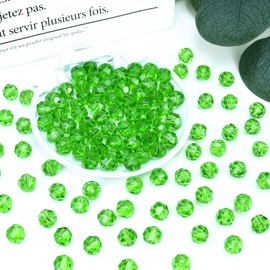 Dowarm 200 cuentas de cristal redondas de 6 mm para hacer joyas, cuentas de cristal facetadas Rondelle para manualidades, dijes de vino, campanillas de viento, atrapasueños, encontrar cuentas espaciadoras de joyas, color verde