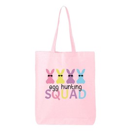 shop4ever Easter Bunny Egg Hunting Squad Eco Cotton Tote Reusable Shopping Bag Light Pink ECO