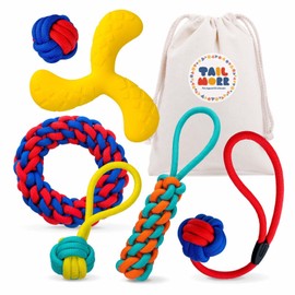 Tailmorr Tough Dog Rope Toys 6 PCS for Aggressive Chewers, Nearly Indestructible Chew Toy Lightweight Flying Disc, Indoor Outdoor Play for Medium Large Breeds Teething Training
