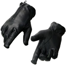 Milwaukee Leather SH867 Men's Black Unlined Deerskin Lightweight Motorcycle Hand Gloves W/Wrist Zipper Closure - Large