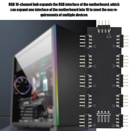 ASHATA Computer Fan RGB Hub,Computer 10-Channel RGB Hub,PC Motherboard RGB Fan Extension Cable,RGB LED Splitter Hub,Suitable for PC Desktop Computer Motherboard(5V 3-Pin)