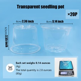Clear Seedling pots 20 Pack 3.2 Inches Round for Seeds Starter Pots, Seeds Germination Transparent Clean Pots with Drainage Holes(Clear,20 Pcs, 3.14Inch)…