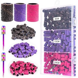 Sanding Bands for Nail Drill Sanding Bands Nail Drill Bits 210 Pcs Sanding Bands Coarse Fine #80#150#240 with 3/32" Mandrel Bit Boxed for Electric Nail Drill Nail