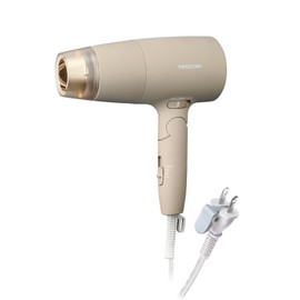 Tescom TD560A-C Dryer, Protect Ion, Equipped with Care Mode, Speed Up Hood Included, Cold and Hot Air, Large Airflow, Lightweight, Foldable, Easy to Remove Plug, Greige