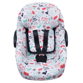 JYOKO KIDS Car Seat Cover Compatible with Pég Perego Primo Viaggio, Uppababy Mesa GO Made of Cotton (Dino Party)