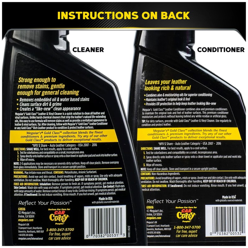 Meguiar's Leather Care Kit - Premium Leather Cleaner and Conditioner
