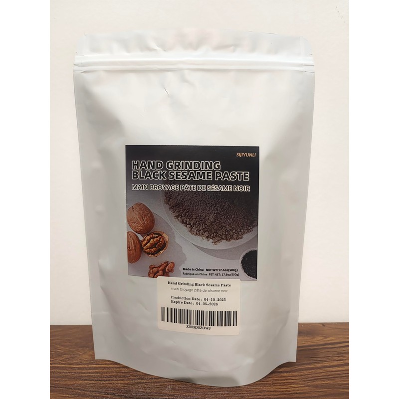 SIJIYUNLI-Hand Grinding Black Sesame Paste 500g/17.63oz Breakfast, black sesame sauce,