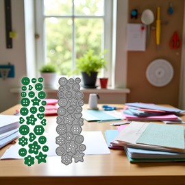 Various Buttons Metal Die Cuts, Buttons Metal Die Cuts Set, Lots Frame Cutting Dies, Different Size Stencils DIY Crafts Cards Cuts for Scrapbooking Photo Album Scrapbooking Die-Cuts