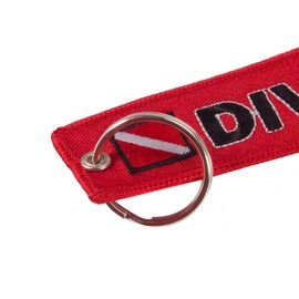 Pinstant Diver Down Flag Dive Scuba Diving Red White Keychain Key Tag Chain Fob Ring