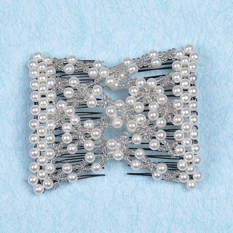 Ruihfas Delicate Women Girls Easy Stretch Pearls Combs Beaded Hair