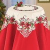 Pretty Poinsettia & Berries Christmas Table Linens, Square