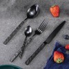 Black Silverware Set for 8 Modern Square Flatware Set Stainless