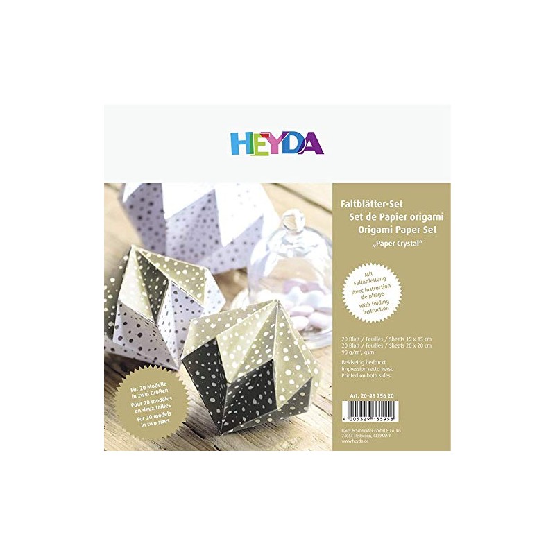 HEYDA Paper for Folding, Origami"Crystal", White/Gold