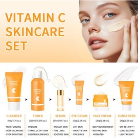 Vitamin C Skin Care Sets & Kits – Skin Care Gift Set for Women - Gifts For Teenage Girls with Hydrating & Brightening Formula - Cleanser, Serum, Face Cream,Eye Cream - Pamper Sets for Teenage Girls
