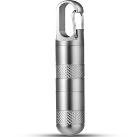 TISUR Small Titanium Pill Case, Keychain Pill Holder Travel Pill Box Container,Portable Pill Organizer Waterproof Metal Case Bottle (Gray Titanium Medium - 2.16 inch)