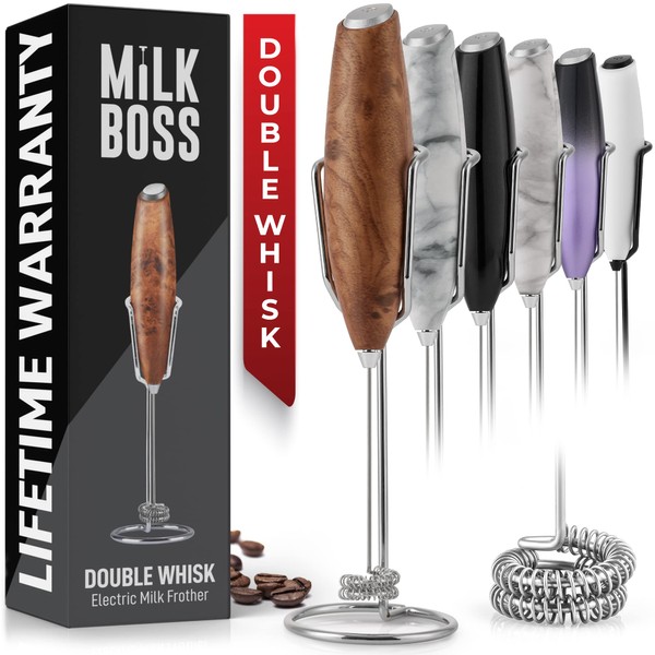 Milk Boss Double Whisk Milk Frother for Coffee With Upgraded