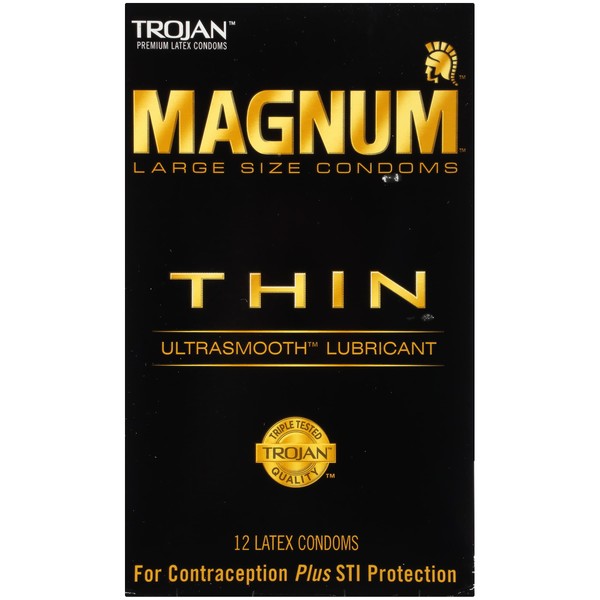 Trojan, Magnum Thin Lubricated Latex Condoms 12 Count