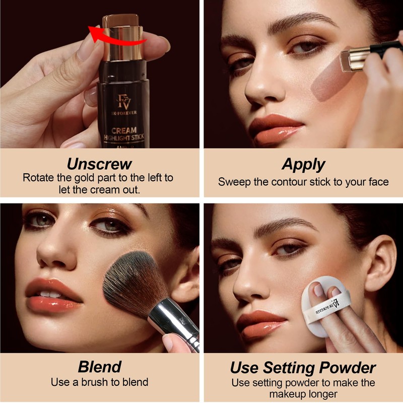 FV Cream Contour Stick, Blendable Formula, Long Lasting & Waterproof,