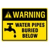 Metal Tin Sign Water Pipes Buried Below Warning Signs Caution