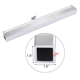 1.5"x 1.5" Aluminum Structural Square Tube (.125" Wall), Seamless, 48" — 80/20 Compatible, Industrial DIY, 1Pcs