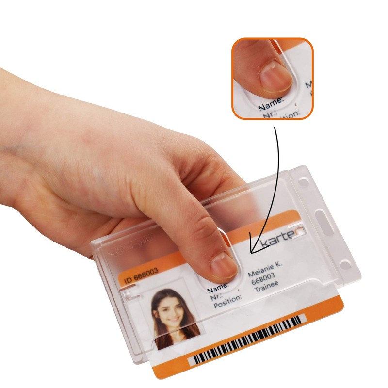 Karteo Card Holder with Thumb Slot [Pack of 10] Transparent