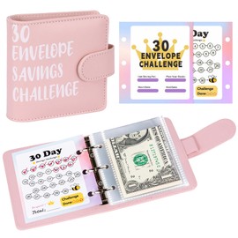 Savings Book for Money, 30 Days Envelope Saving Challenge Money Saving Folder with 30 Money Envelopes, A8 Children's Savings Challenge Budget Planner, Money Saving Budget Folder for Children to Save