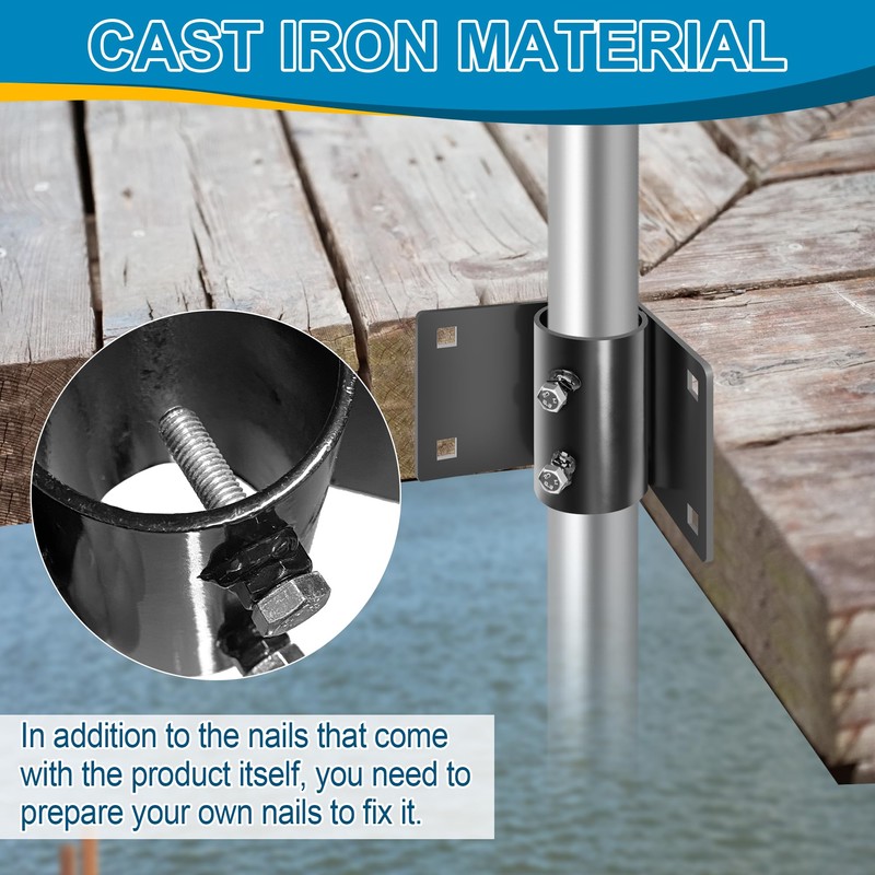 Stationary Dock Inside Corner Leg Pipe Holder, Heavy-Duty Floating Dock