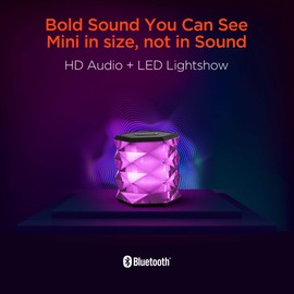 Portable Wireless Bluetooth Speaker with Beat-Driven LED Lights, Powerful HD Sound, Built-in Mic to Take Calls, Stream Music for Home, Outdoor & More