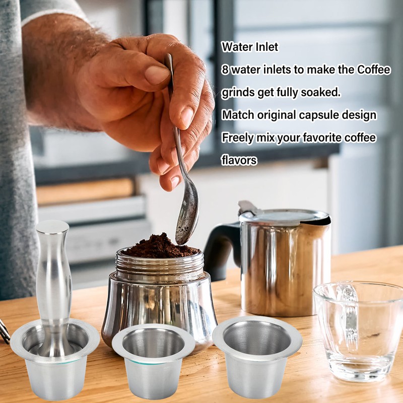3pcs Refillable Coffee Capsule 304 Stainless Steel Coffee Pods with