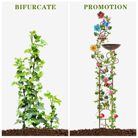 YADOOLIFE 57” Bird Bath with Garden Trellis for Climbing Plants Outdoor, Small Decorative Metal Birdbath Bird Baths, Butterfly (Butterfly)