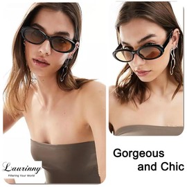 Laurinny Retro Oval Sunglasses, Trendy 90s Sun Glasses for Women Men Small Vintage Shades UV Protection