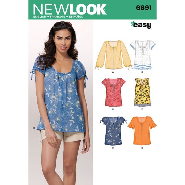 New Look sewing pattern 6891: Misses Tops, size A, paper,